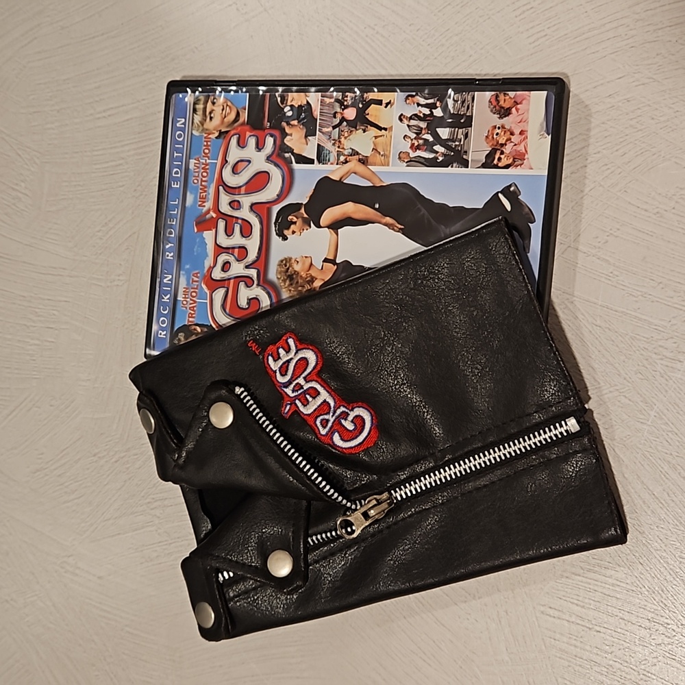 GREASE faux T Birds black leather jacket DVD Rockin' Rydell Edition EUC - Picture 8 of 8